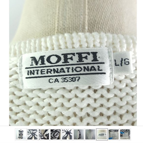 Moffi International Women sz L One button Cardigan Knit Black White - Picture 7 of 9